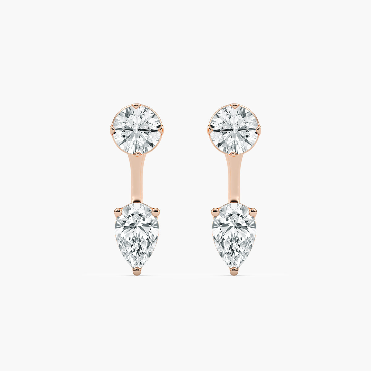 1 ctw Lab Grown Diamond Round Studs and Pear Earring Jacket Set