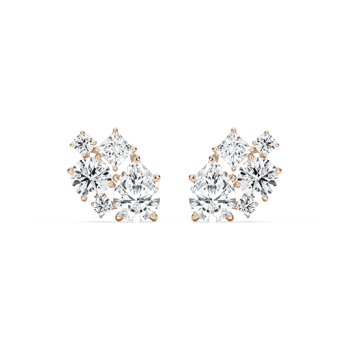 3 ³⁄₄ ctw Multi-Stone Lab Grown Diamond Clustered Stud Earrings