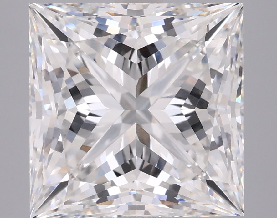 5.01 Carat Princess Shaped, Ideal Cut, E Color, VVS2 Clarity, IGI Certified Lab Grown Diamond