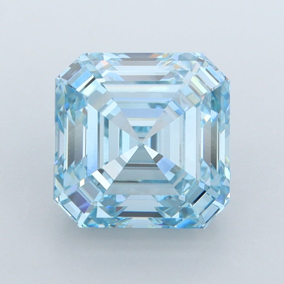 2.96 Carat Asscher Shaped, Ideal Cut, VVS2 Clarity, IGI Certified Lab Grown Diamond
