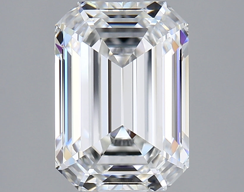 2.03 Carat Emerald Shaped, Ideal Cut, F Color, VVS2 Clarity, GIA Certified Lab Grown Diamond