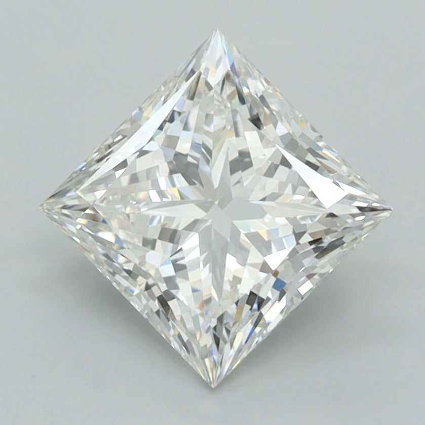 2.04 Carat Princess Shaped, Ideal Cut, F Color, VVS2 Clarity, IGI Certified Lab Grown Diamond