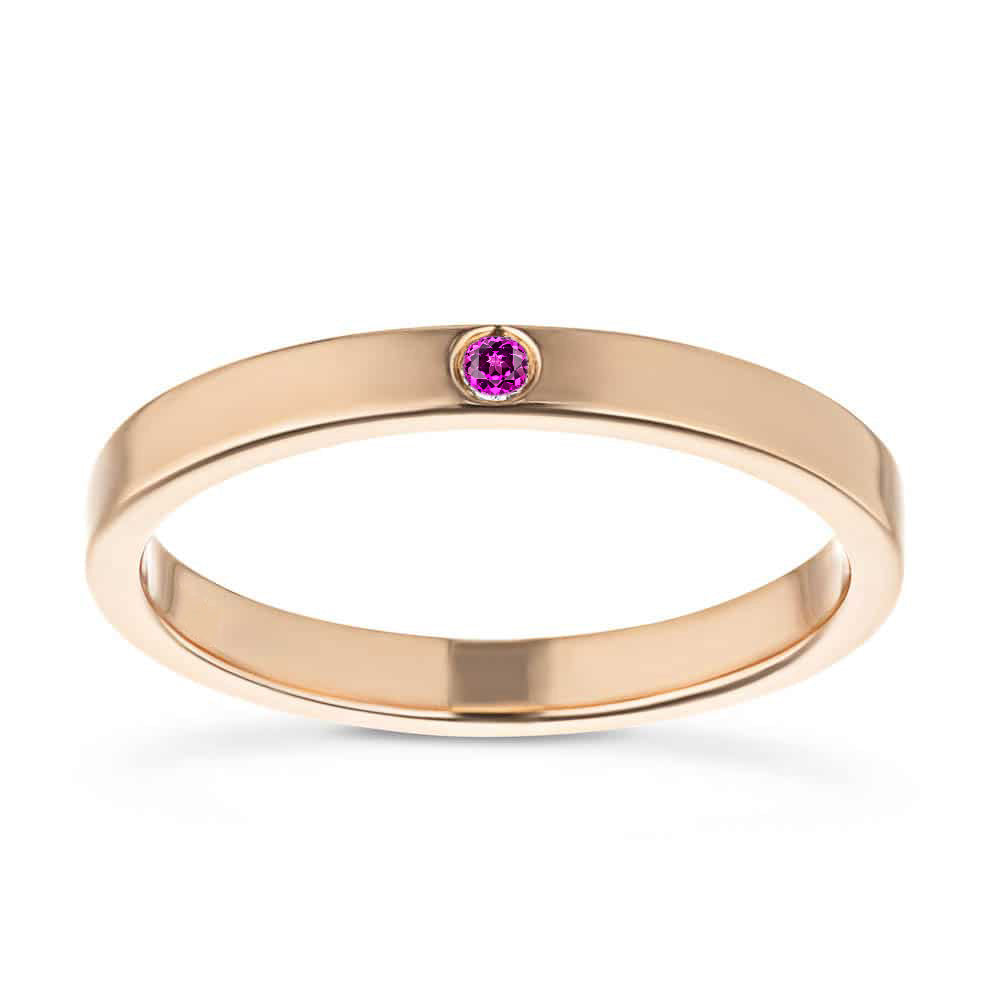 Fashion band with a Pink Sapphire Lab-Grown Gemstone in recycled 14K rose gold 