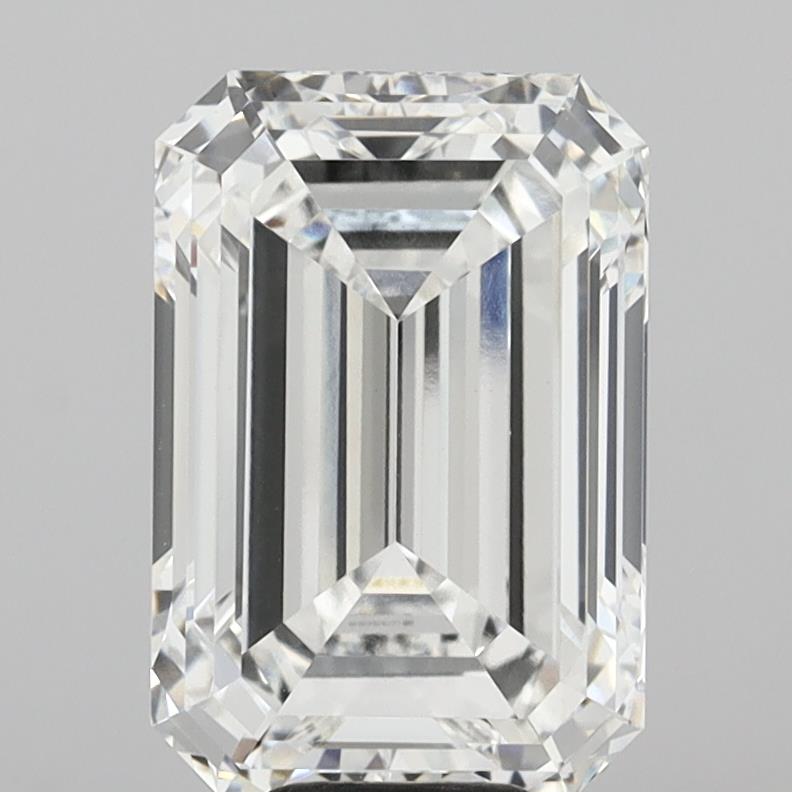10.09 Carat Emerald Shaped, Ideal Cut, F Color, VVS2 Clarity, IGI Certified Lab Grown Diamond