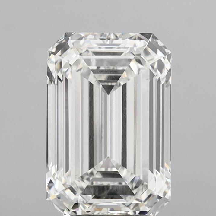 6.07 Carat Emerald Shaped, Ideal Cut, F Color, VVS2 Clarity, IGI Certified Lab Grown Diamond
