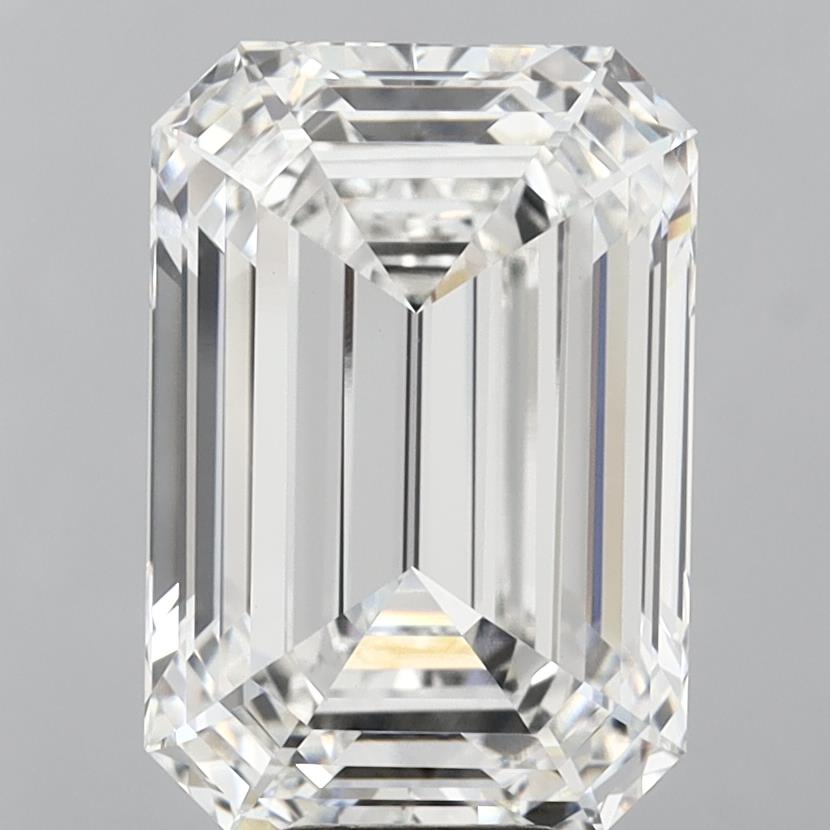 13.10 Carat Emerald Shaped, Ideal Cut, F Color, VVS2 Clarity, IGI Certified Lab Grown Diamond