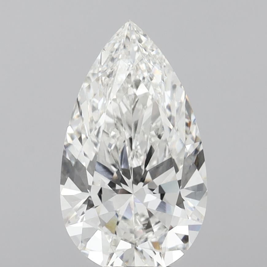 5.97 Carat Pear Shaped, Ideal Cut, F Color, VVS2 Clarity, IGI Certified Lab Grown Diamond