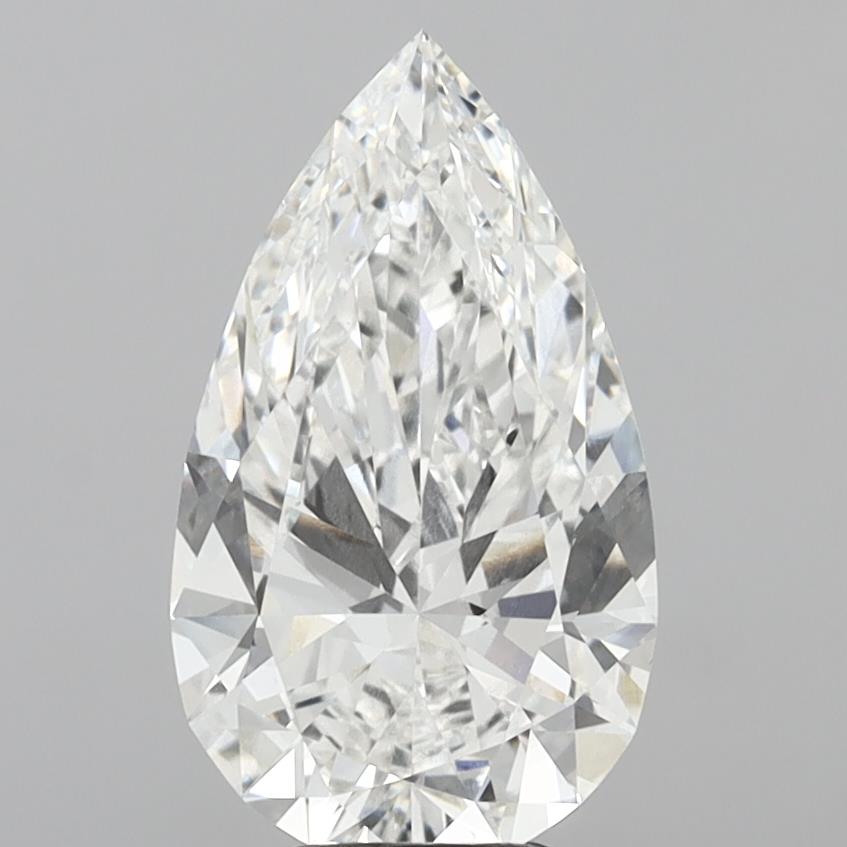 6.08 Carat Pear Shaped, Ideal Cut, F Color, VVS2 Clarity, IGI Certified Lab Grown Diamond