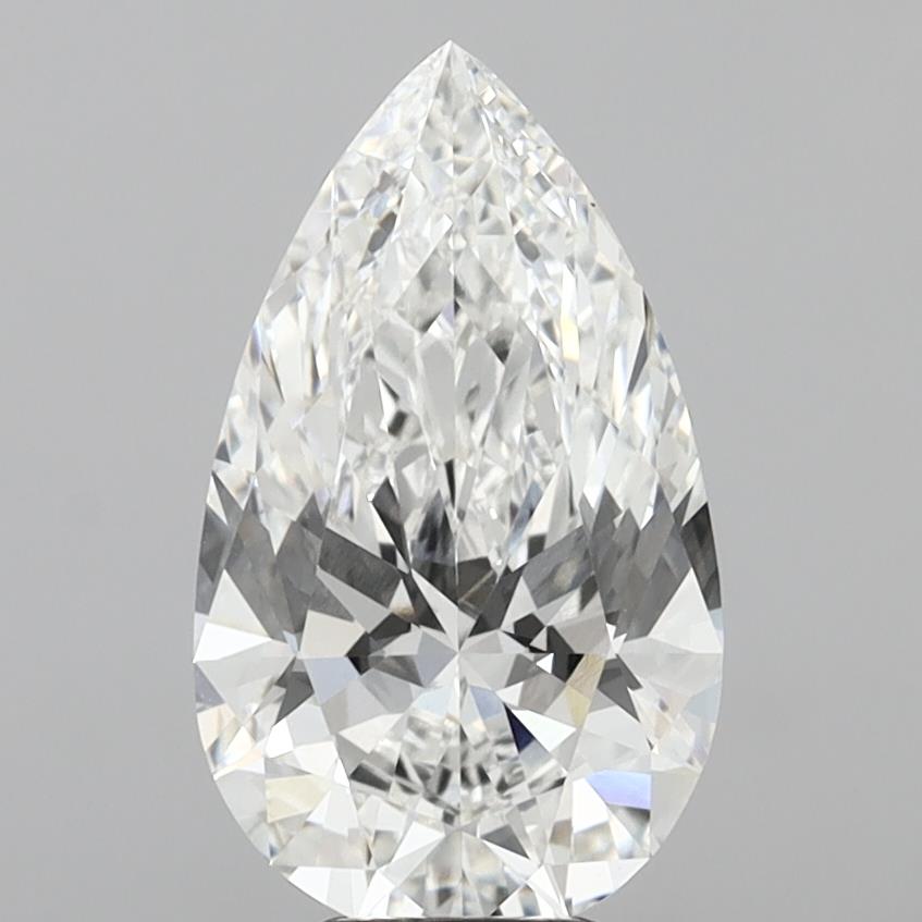 6.08 Carat Pear Shaped, Excellent Cut, F Color, VVS2 Clarity, IGI Certified Lab Grown Diamond