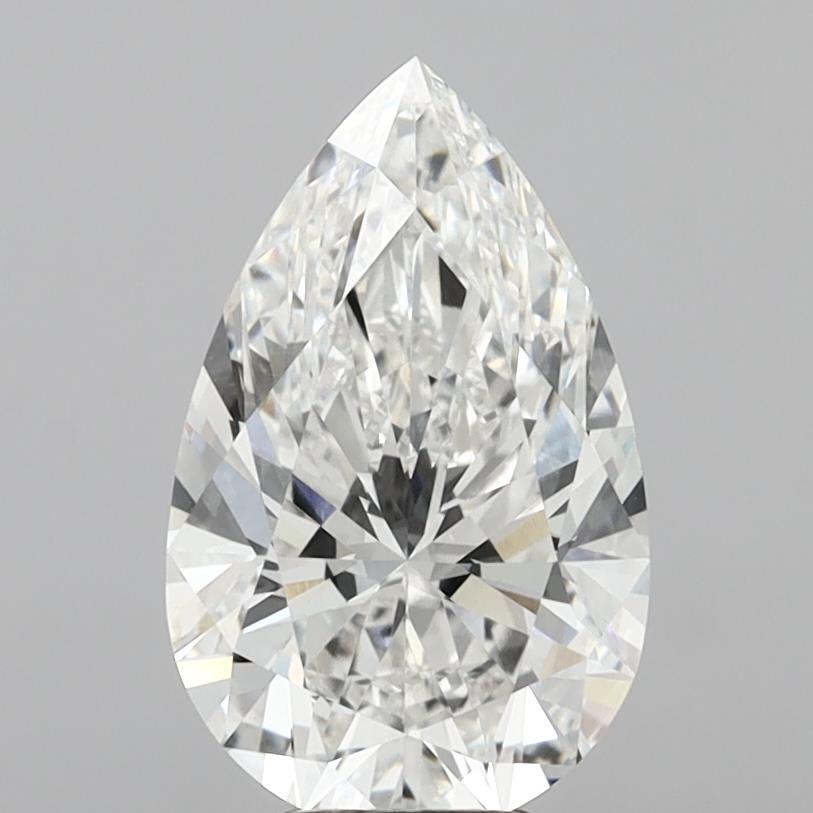 6.05 Carat Pear Shaped, Ideal Cut, F Color, VVS2 Clarity, IGI Certified Lab Grown Diamond