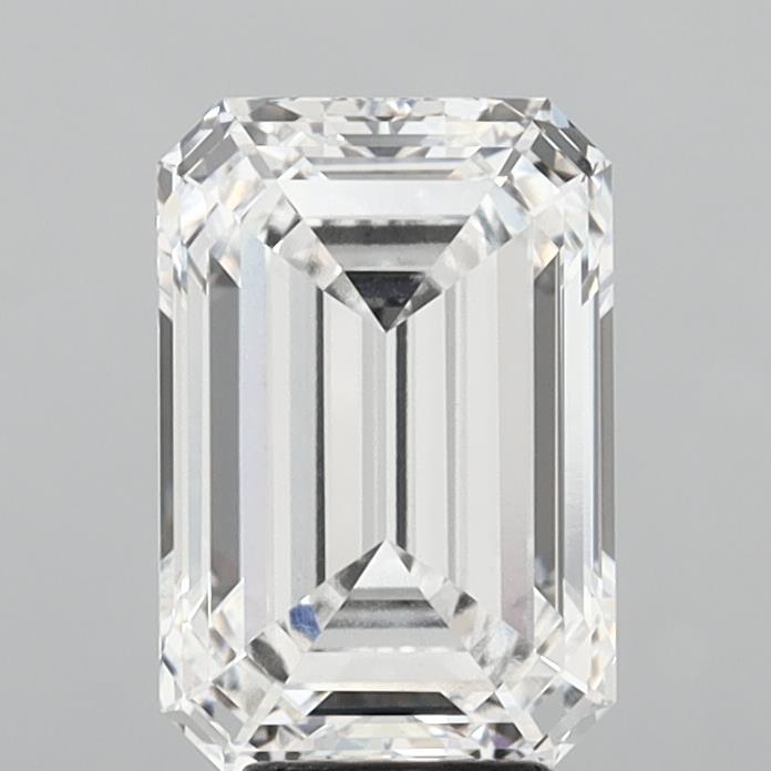 6.07 Carat Emerald Shaped, Ideal Cut, E Color, VVS2 Clarity, IGI Certified Lab Grown Diamond