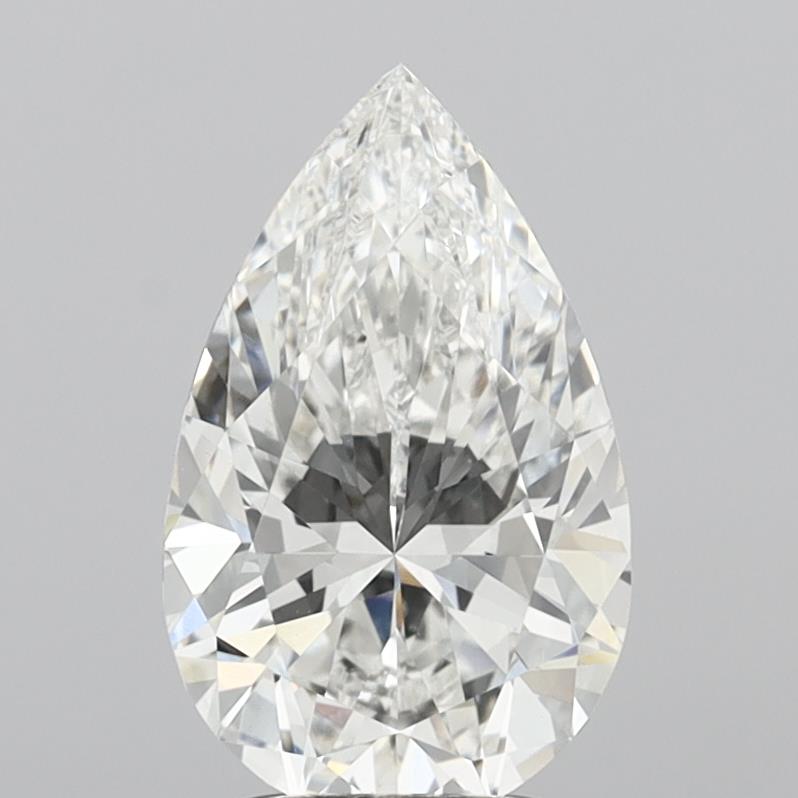 2.58 Carat Pear Shaped, Excellent Cut, F Color, VVS2 Clarity, IGI Certified Lab Grown Diamond