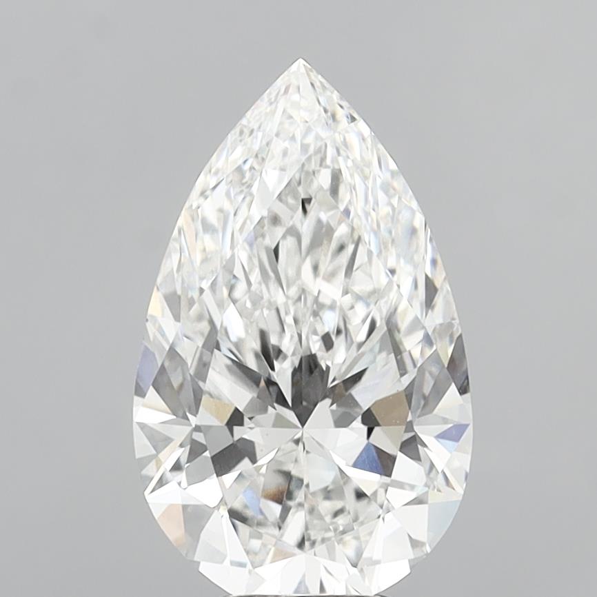 6.07 Carat Pear Shaped, Ideal Cut, E Color, VVS2 Clarity, IGI Certified Lab Grown Diamond