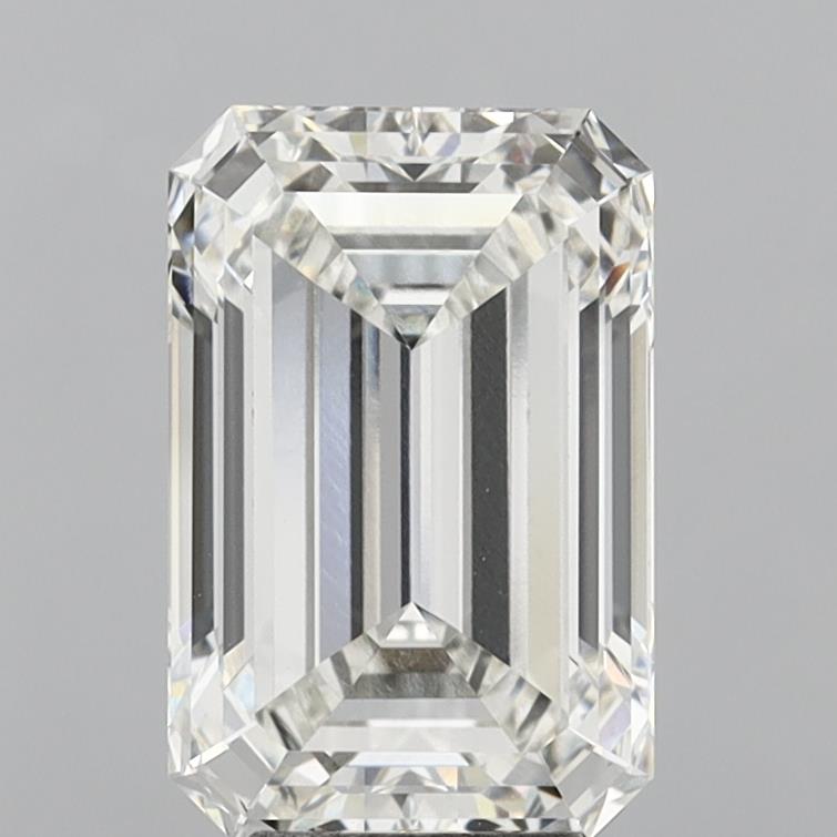 6.09 Carat Emerald Shaped, Ideal Cut, F Color, VVS2 Clarity, IGI Certified Lab Grown Diamond