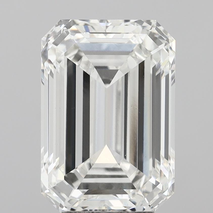 6.07 Carat Emerald Shaped, Ideal Cut, F Color, VVS2 Clarity, IGI Certified Lab Grown Diamond