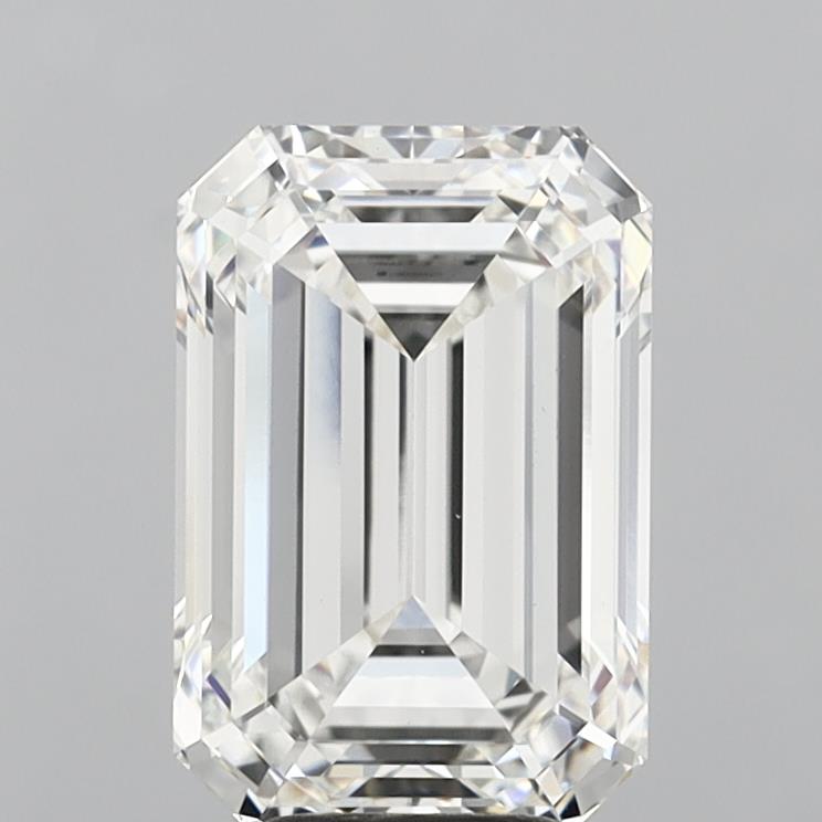 6.10 Carat Emerald Shaped, Ideal Cut, F Color, VVS2 Clarity, IGI Certified Lab Grown Diamond