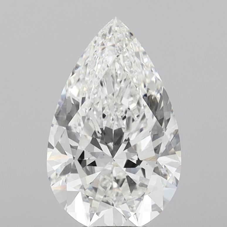 5.05 Carat Pear Shaped, Ideal Cut, F Color, VVS2 Clarity, IGI Certified Lab Grown Diamond