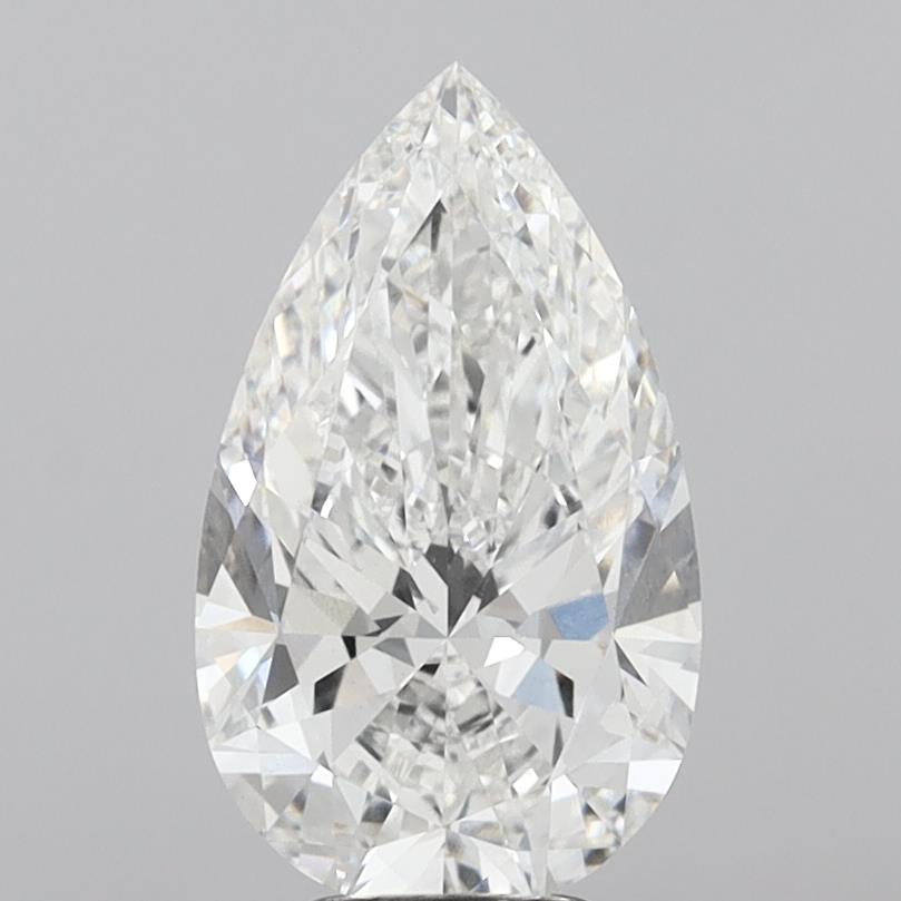 5.00 Carat Pear Shaped, Excellent Cut, F Color, VVS2 Clarity, IGI Certified Lab Grown Diamond