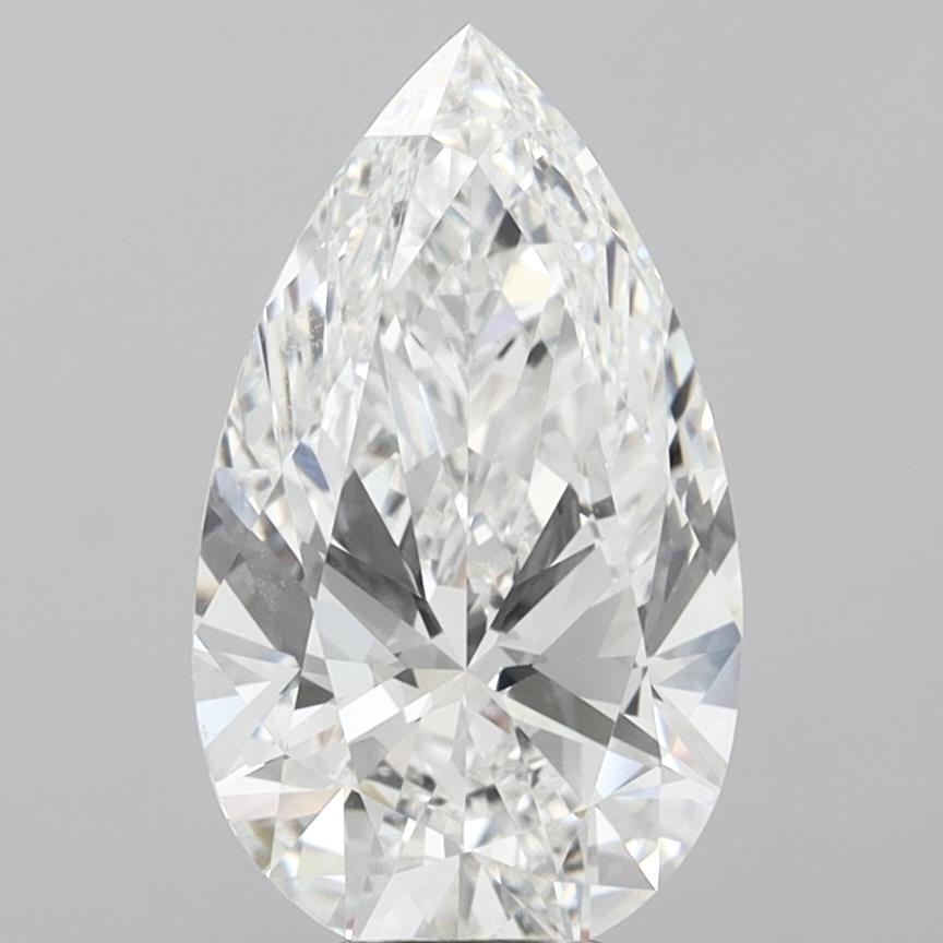 7.09 Carat Pear Shaped, Ideal Cut, F Color, VVS2 Clarity, IGI Certified Lab Grown Diamond