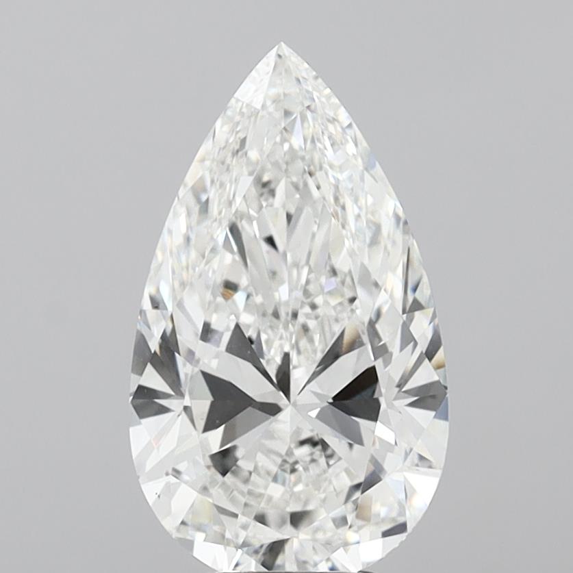 5.71 Carat Pear Shaped, Ideal Cut, E Color, VVS2 Clarity, IGI Certified Lab Grown Diamond