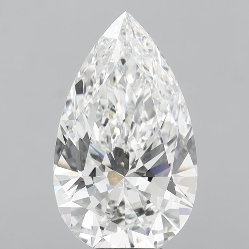 6.08 Carat Pear Shaped, Ideal Cut, E Color, VVS2 Clarity, IGI Certified Lab Grown Diamond
