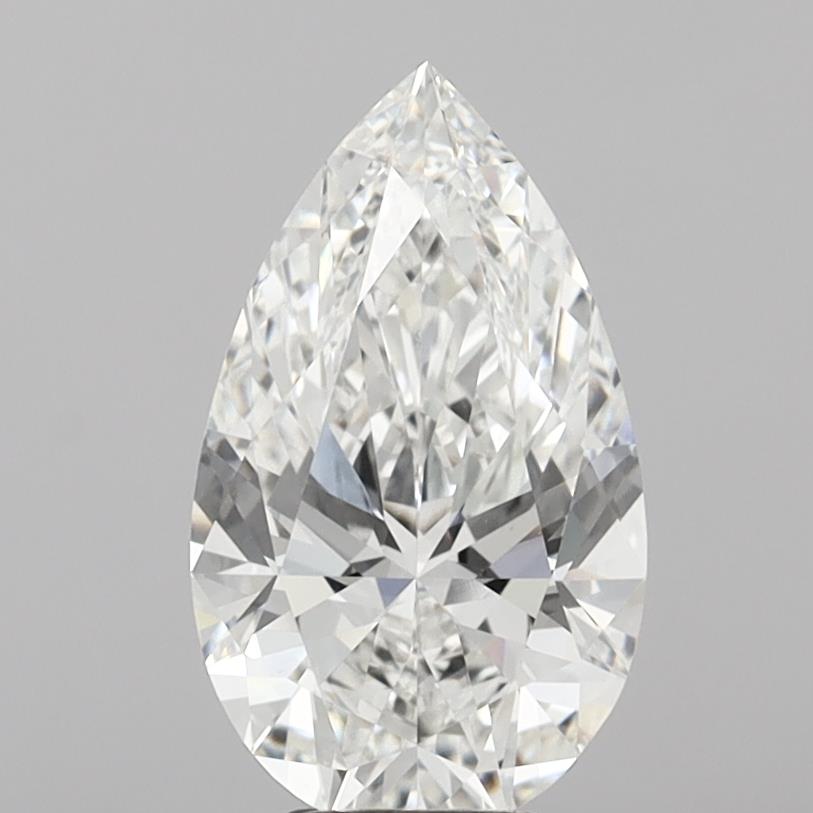 5.08 Carat Pear Shaped, Ideal Cut, F Color, VVS2 Clarity, IGI Certified Lab Grown Diamond