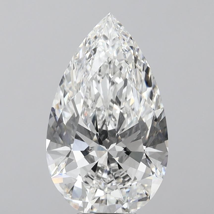 6.07 Carat Pear Shaped, Ideal Cut, E Color, VVS2 Clarity, IGI Certified Lab Grown Diamond