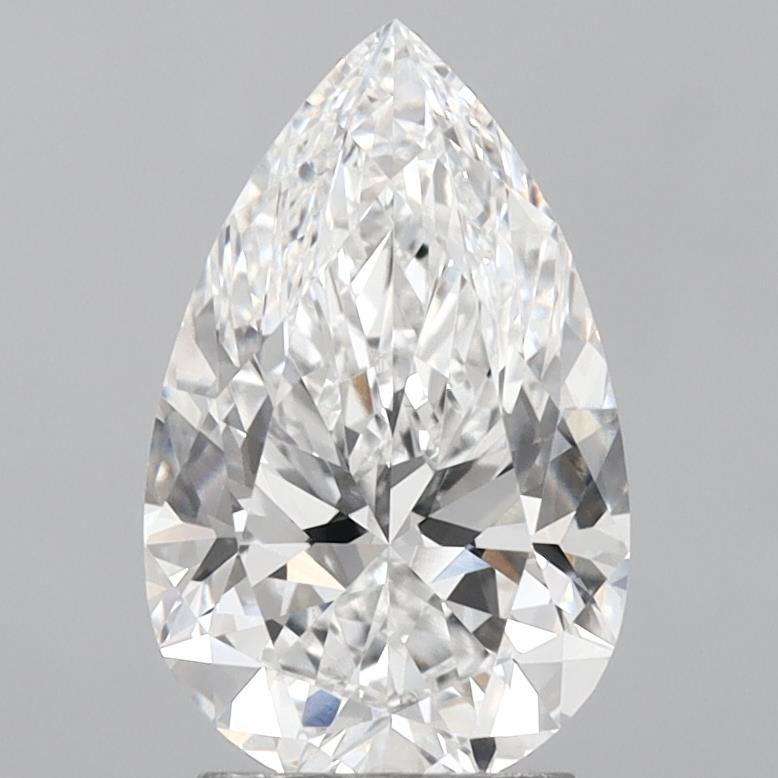 2.81 Carat Pear Shaped, Ideal Cut, E Color, VVS2 Clarity, IGI Certified Lab Grown Diamond