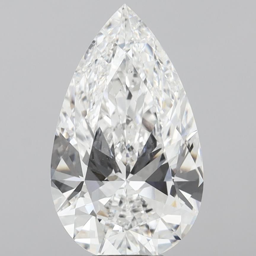 7.09 Carat Pear Shaped, Ideal Cut, E Color, VVS2 Clarity, IGI Certified Lab Grown Diamond