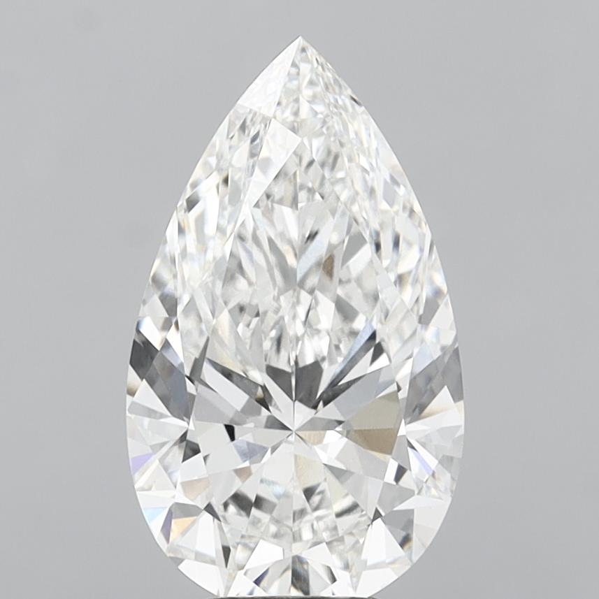 6.08 Carat Pear Shaped, Ideal Cut, F Color, VVS2 Clarity, IGI Certified Lab Grown Diamond