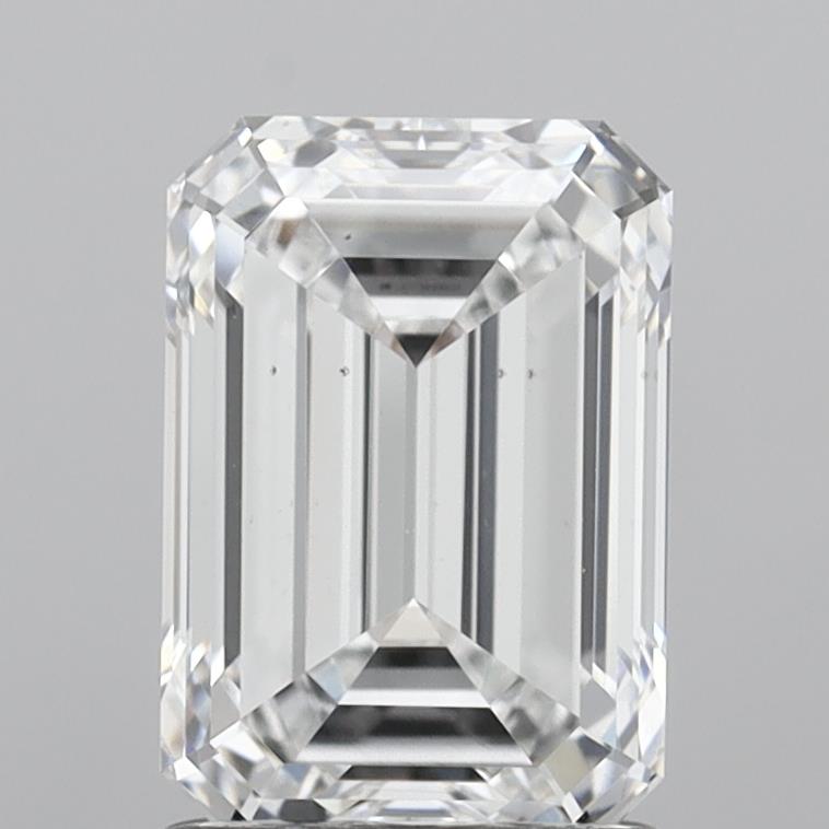 1.82 Carat Emerald Shaped, Ideal Cut, D Color, VS2 Clarity, IGI Certified Lab Grown Diamond