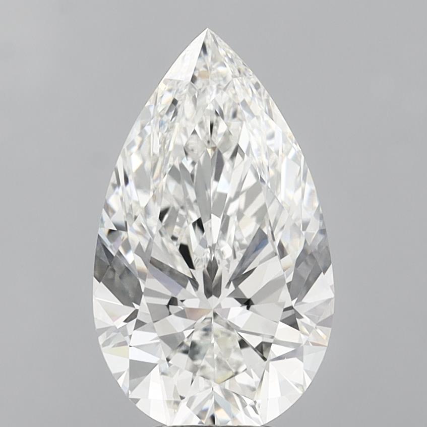 6.06 Carat Pear Shaped, Ideal Cut, F Color, VVS2 Clarity, IGI Certified Lab Grown Diamond