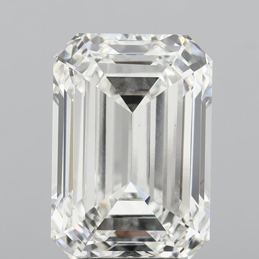 6.07 Carat Emerald Shaped, Ideal Cut, F Color, VVS2 Clarity, IGI Certified Lab Grown Diamond