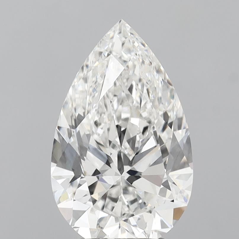 3.07 Carat Pear Shaped, Ideal Cut, F Color, VVS2 Clarity, IGI Certified Lab Grown Diamond