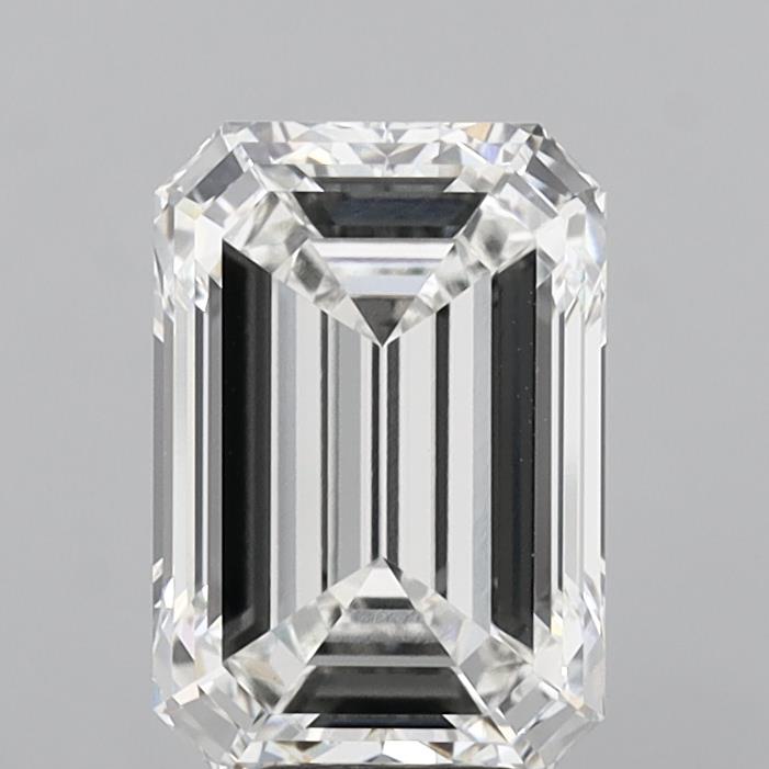 6.07 Carat Emerald Shaped, Ideal Cut, F Color, VVS2 Clarity, IGI Certified Lab Grown Diamond