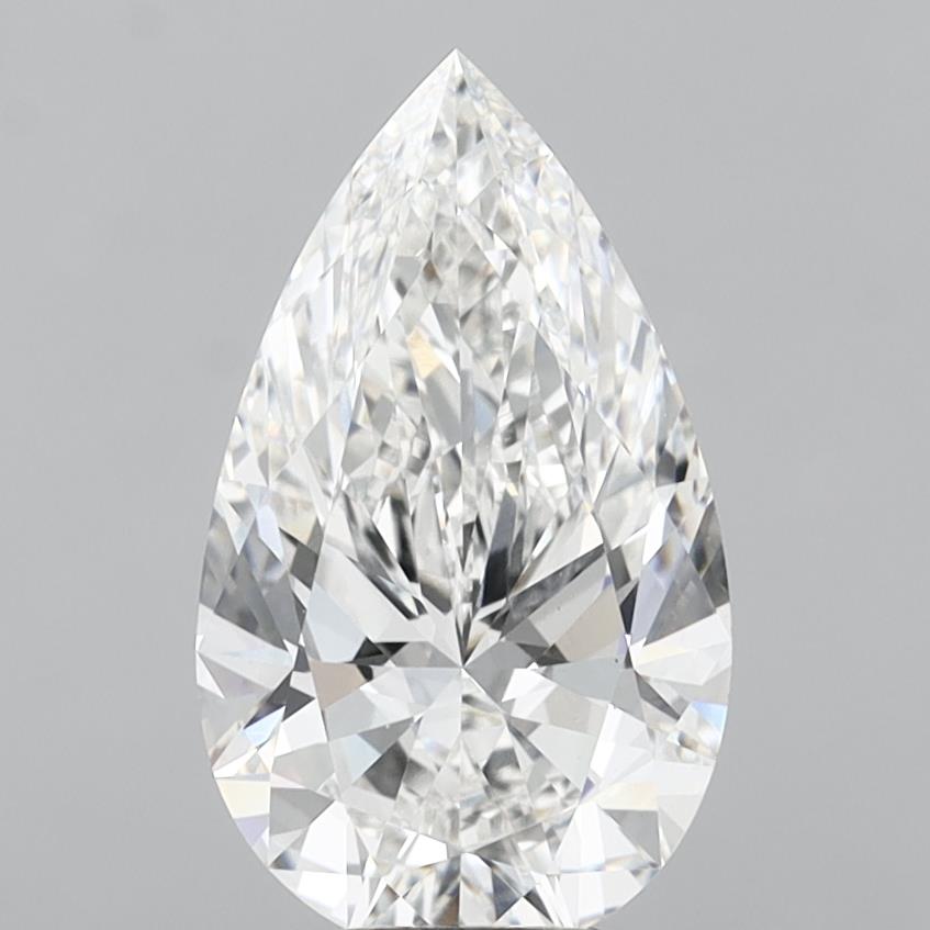 6.04 Carat Pear Shaped, Ideal Cut, F Color, VVS2 Clarity, IGI Certified Lab Grown Diamond