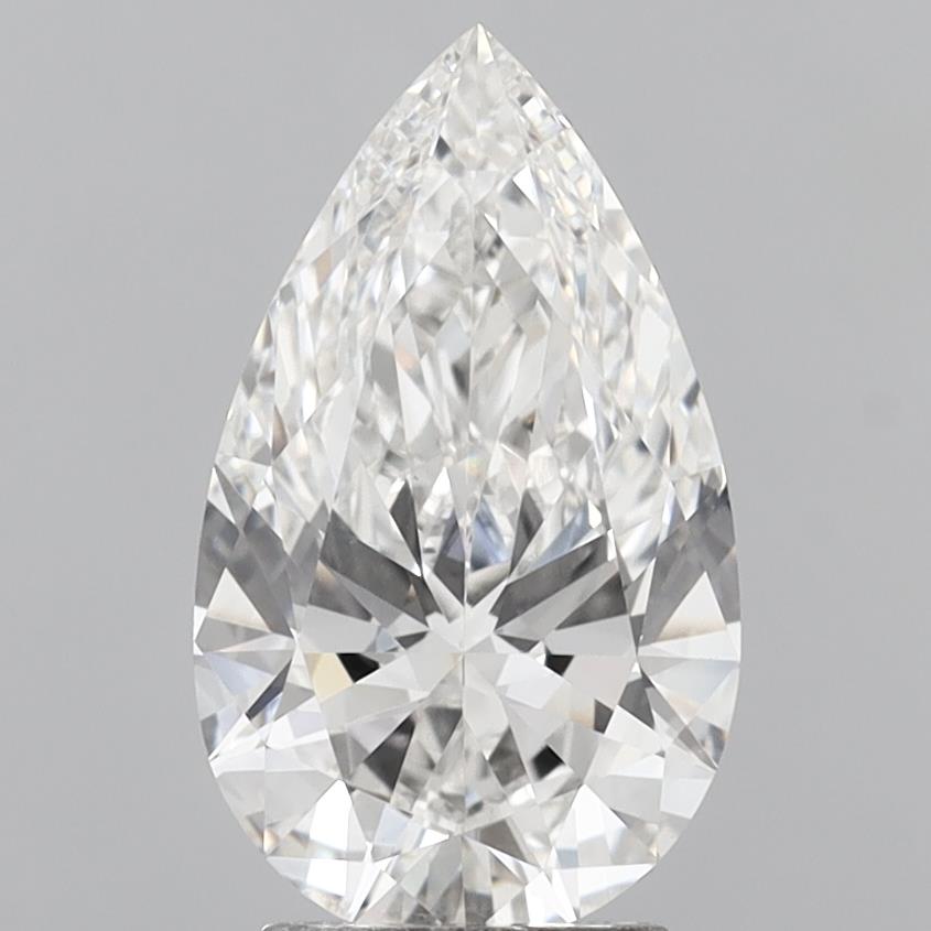 3.05 Carat Pear Shaped, Ideal Cut, F Color, VVS2 Clarity, IGI Certified Lab Grown Diamond