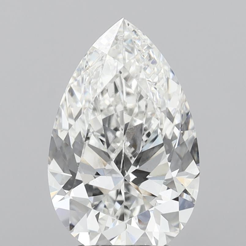 3.08 Carat Pear Shaped, Excellent Cut, F Color, VS1 Clarity, IGI Certified Lab Grown Diamond