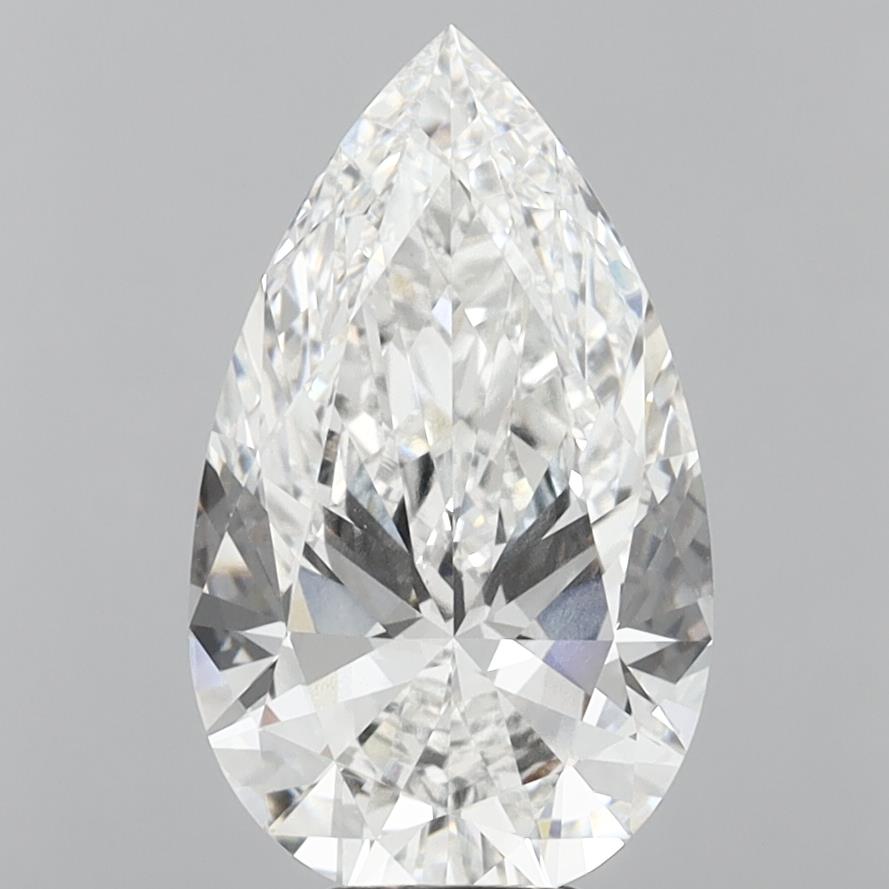 7.58 Carat Pear Shaped, Ideal Cut, F Color, VVS2 Clarity, IGI Certified Lab Grown Diamond