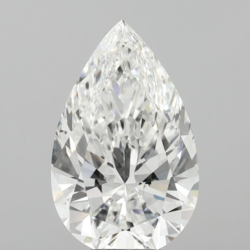 6.07 Carat Pear Shaped, Ideal Cut, F Color, VVS2 Clarity, IGI Certified Lab Grown Diamond