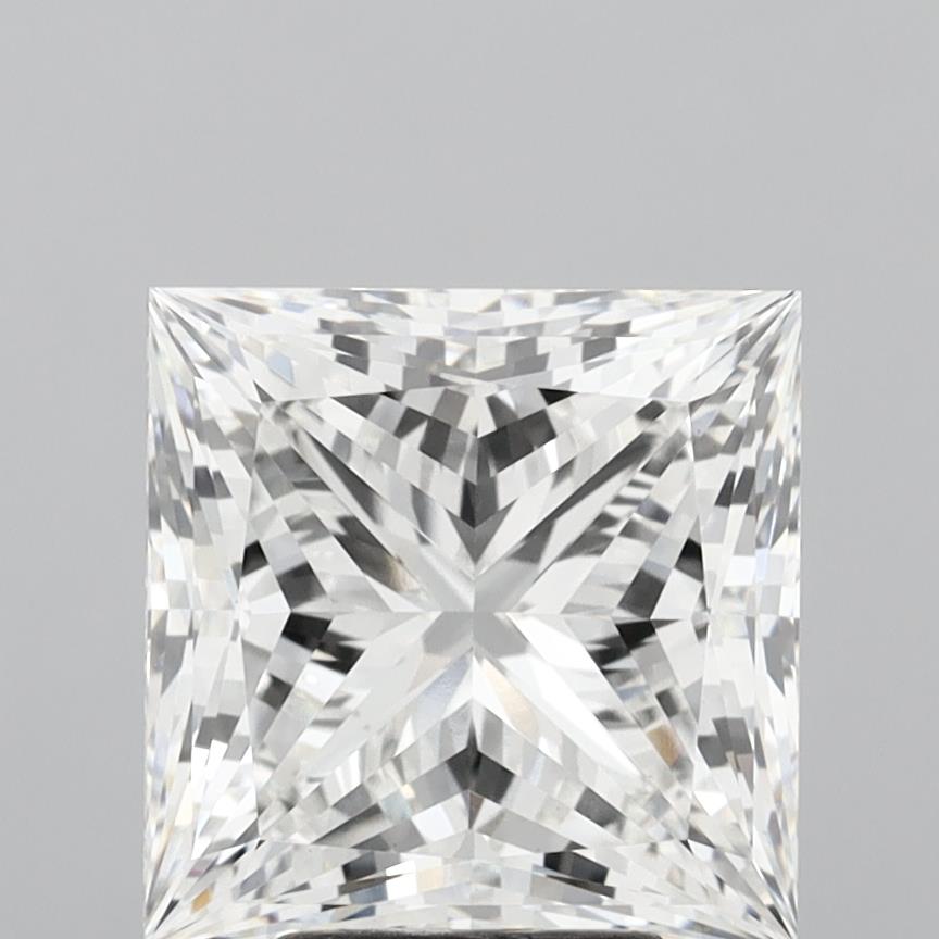 6.03 Carat Princess Shaped, Ideal Cut, F Color, VVS2 Clarity, IGI Certified Lab Grown Diamond