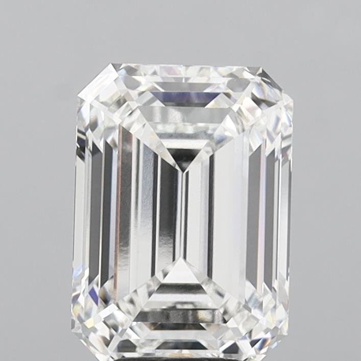 6.07 Carat Emerald Shaped, Ideal Cut, F Color, VVS2 Clarity, IGI Certified Lab Grown Diamond