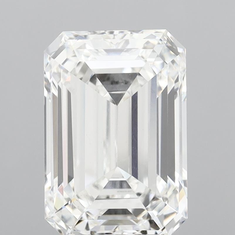 4.98 Carat Emerald Shaped, Ideal Cut, F Color, VVS2 Clarity, IGI Certified Lab Grown Diamond