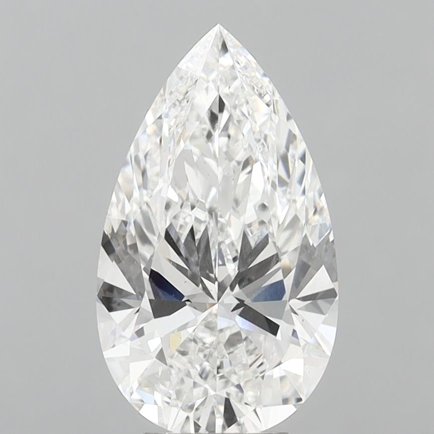 6.07 Carat Pear Shaped, Ideal Cut, E Color, VVS2 Clarity, IGI Certified Lab Grown Diamond
