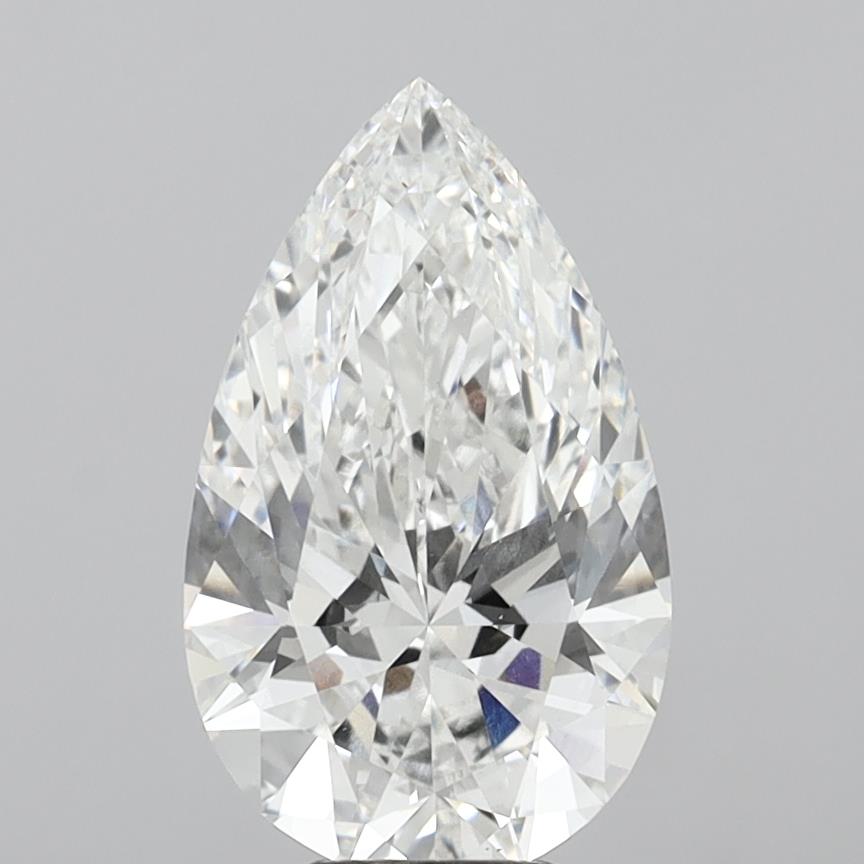 6.06 Carat Pear Shaped, Ideal Cut, E Color, VVS2 Clarity, IGI Certified Lab Grown Diamond