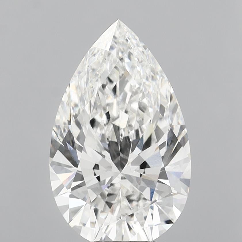 6.10 Carat Pear Shaped, Ideal Cut, F Color, VVS2 Clarity, IGI Certified Lab Grown Diamond