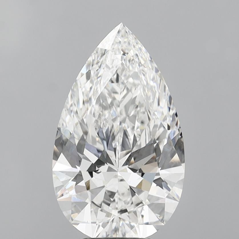 5.07 Carat Pear Shaped, Ideal Cut, F Color, VVS2 Clarity, IGI Certified Lab Grown Diamond