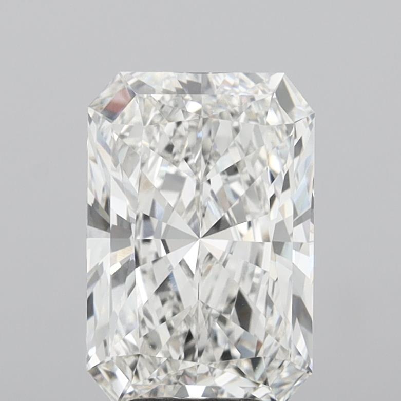 5.02 Carat Radiant Shaped, Ideal Cut, F Color, VVS2 Clarity, IGI Certified Lab Grown Diamond