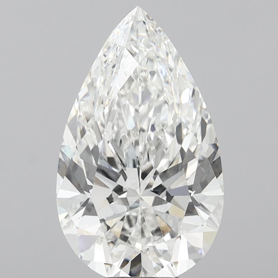 8.08 Carat Pear Shaped, Ideal Cut, F Color, VVS2 Clarity, IGI Certified Lab Grown Diamond