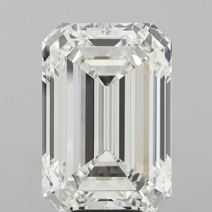 8.09 Carat Emerald Shaped, Ideal Cut, F Color, VVS2 Clarity, IGI Certified Lab Grown Diamond